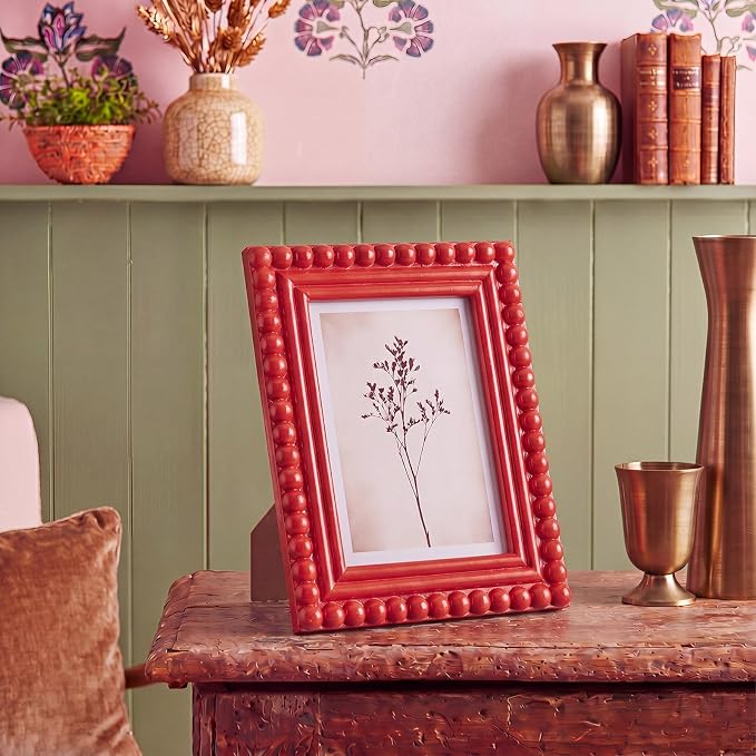 1 Pack 5 x 7 Picture Frame, Wood Beaded Boho Photo Frame, Vintage Photo Display - Image 5