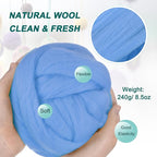 uxcell Needle Felting Wool, 8.5 Oz Nature Fibre Wool Yarn Roving - Image 2