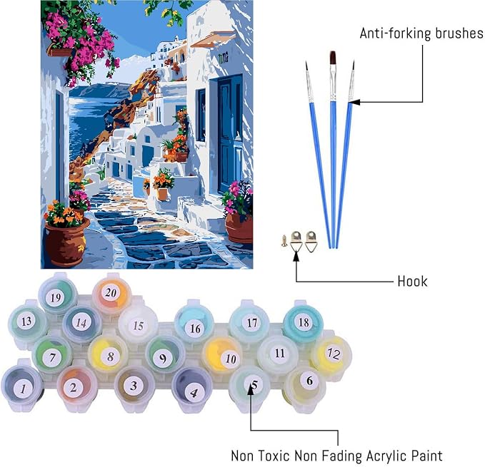 Mrnsiet Paint by Number for Adults Beginners, Easy Seaside Town Paint by - Image 2