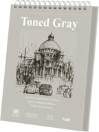 Fuxi Toned Gray Sketchbook 8x10, 60 Sheets Acid-Free Drawing Paper, Spiral by SketchBook