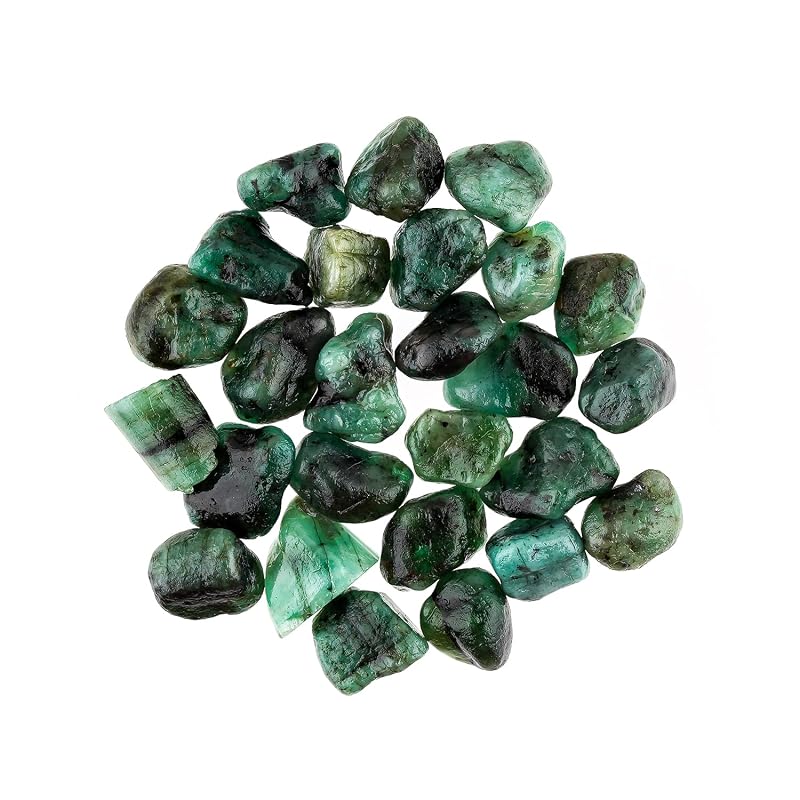 ColouredRocks 100 carats Green Emerald Tumbled Crystals, Raw Stones, Rough by ColouredRocks