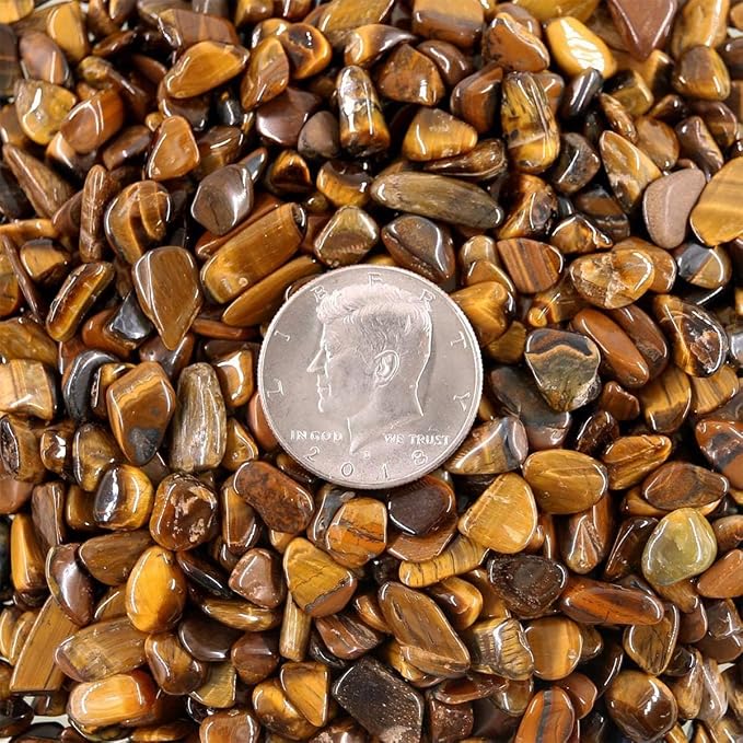 WAYBER Decorative Rocks, 2 Lbs/920g Tiger's Eye Stones Irregular Gem Pebbles - Image 7