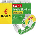 SWRT Double-Sided Tape for Crafts, 1/2 in x 300 in, 6 Pack by SWRT