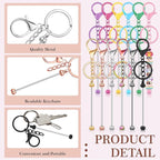 Tondiamo 12 Pcs Beadable Keychains Bars Bulk Blank Beaded Metal Keychain - Image 4