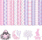 Tintnut Pink Purple Plaid Heat Transfer Vinyl, PU HTV Sheets, easy cut & weed by Tintnut