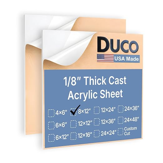 Duco White Cast Acrylic Sheets 1/8" Thick 8" x 12" by DucoPlasticsSupply