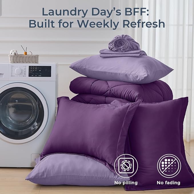 HEVUMYI Purple & Light Purple King Comforter Set - Image 7
