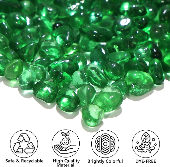 QYGL 0.55LB Green Clear Glass Pebbles, Tumbled Sea Glass Stones - Image 2