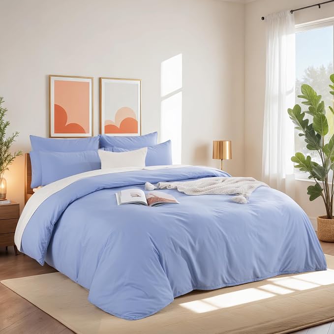 NEXHOME PRO Queen Duvet Cover Set, 100% Washed Cotton - Image 6