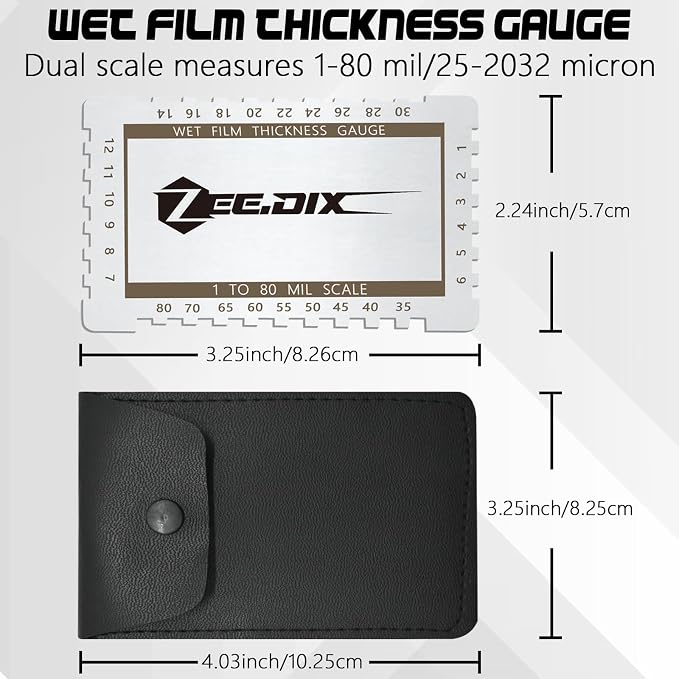 ZeeDix Stainless Steel Metal Wet Film Thickness Gauge Comb, 1-80 Mil Scale - Image 2