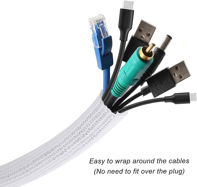 25ft - 1 inch Braided Cable Management Sleeve Cord Protector - Self-Wrapping - Image 2