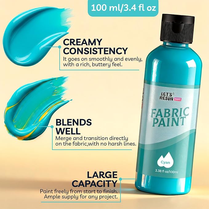 10 Colors Fabric Paint for Clothes, Non-Toxic & Permanent, Washer Safe Soft - Image 2
