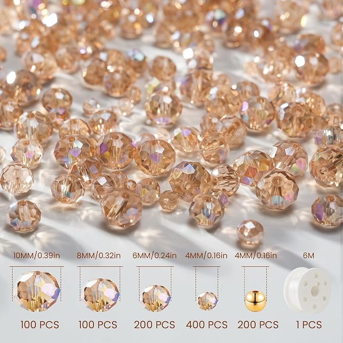 1000Pcs Glass Beads for Jewelry Making, 4/6/8/10mm Bracelet Making Kit | - Image 3