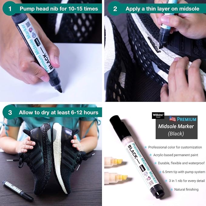 Wilkins Premium Midsole Marker for Customization Paint on Leather, Fabric and - Image 7