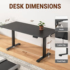 Veken 63×27.6 Inch Large Electric Standing Desk, Gaming Table, Suit students - Image 3