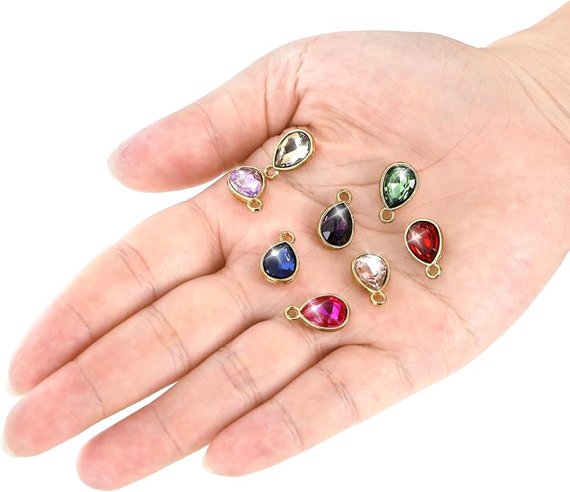 Cididu Crystal Birthstone Charms, Bulk Teardrop Beads Crystal Pendant Set - Image 3