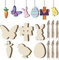 48Pcs Paintable Wooden Easter Ornaments Unfinished Wood Cutouts by Tmflexe