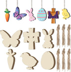 48Pcs Paintable Wooden Easter Ornaments Unfinished Wood Cutouts by Tmflexe