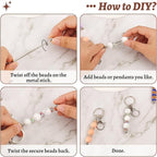 105 Pcs Beadable Keychains Set, Bulk Beadable Keychains Bars DIY Blank Keychain - Image 3