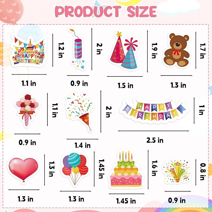 300Pcs Happy Birthday Foam Stickers, Cute Foam Birthday Stickers Self Adhesive - Image 7