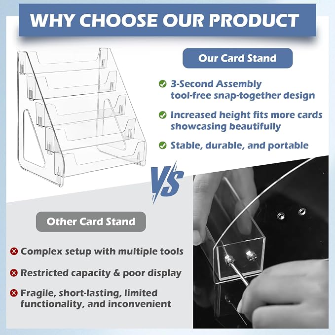 CELSOL Upgraded 5 Tier Acrylic Card Display Stand, Sports Cards, Stickers & - Image 3