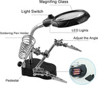 Helping Hands Magnifying Glass Soldering Station, LED Lighted 3.5X 12X Magnifier - Image 4