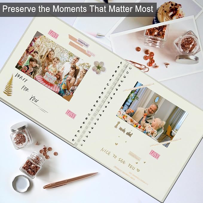 DIY Scrapbook Album 8x8 Inch, Hardcover Kraft Paper Scrap Book Photo Album - Image 4