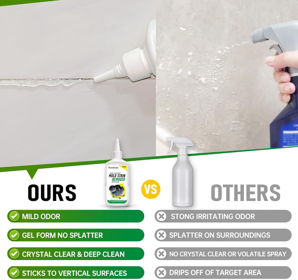 10oz Stain Remover Gel Cleaner, Home Stain Remover Cleaner for Front Loader Washing Machine Black Stain Removal Multi Surface Stain Cleaning Gel for Bathroom Seals, Grout, Shower & Tile,Caulk,Tub