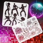 2Pcs Disco People Stencils for Painting, 11.8"x11.8" Reusable Disco Ball - Image 4