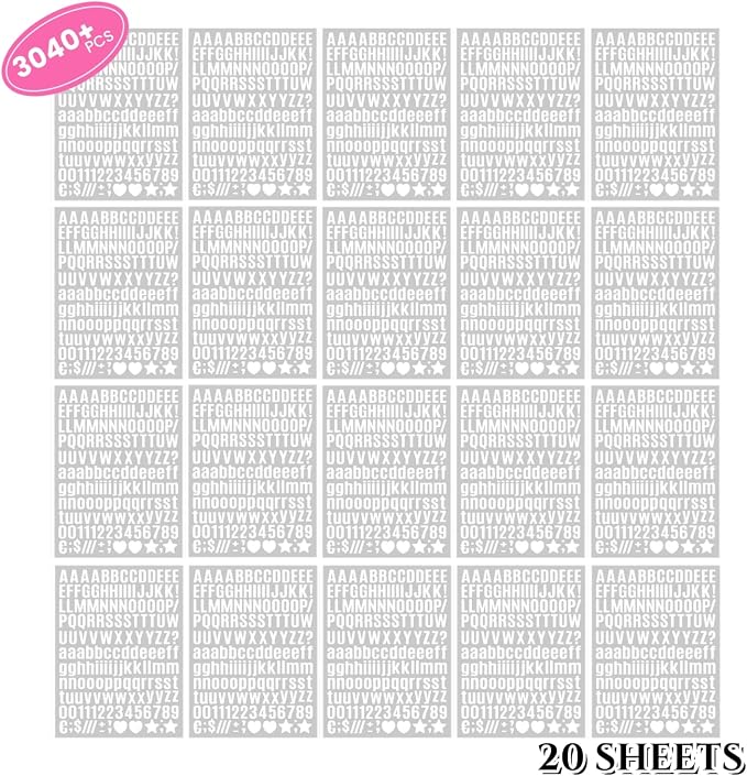 3040Pcs 20 Sheets Small Letter Number Stickers, 1/2inch Self-Adhesive Vinyl - Image 6