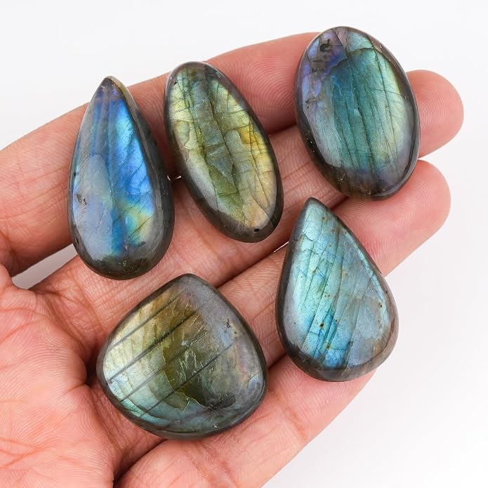 10pcs Mix Labradorite Cabochons Gemstone Crystals, Wholesale Bulk Lot, Wire - Image 4
