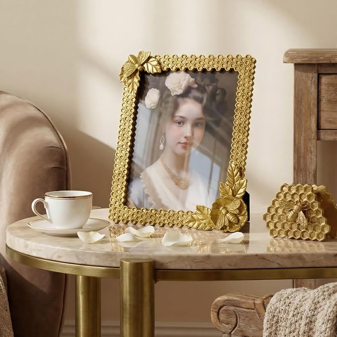 Cuspin 8x10 Frame Gold Bee Picture Frame, Vintage Decorative Resin Photo Frame - Image 3
