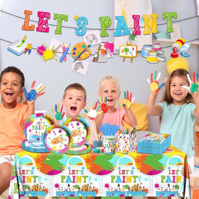 Paint Party Supplies, Art Tablecloths, Paint Banner, Art Birthday Party - Image 2