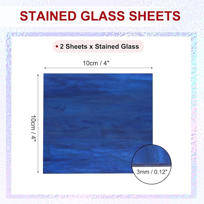 PATIKIL 4 x 4 Inch Transparent Stained Glass Sheets, 2 Sheets Mosaic Glass - Image 2