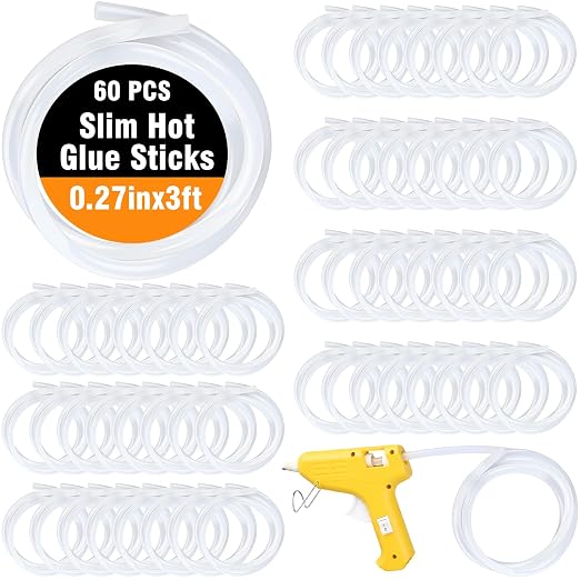 Copkim 60 Pack 3 ft Long x 0.27" Diameter Mini Hot Glue Stick Rolls Bulk Hot by Copkim