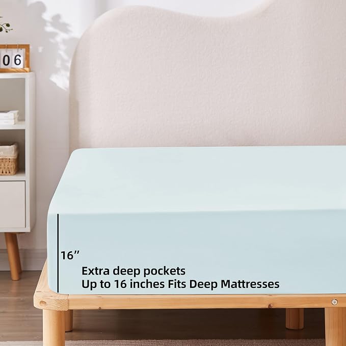 HBHLFZ Queen Fitted Sheet Only, Soft Breathable Bottom Sheet - Image 3