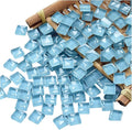100 Pieces Mosaic Tiles Squares Light Blue Crystal Mosaic Stained Glass Kits by Ricytnig