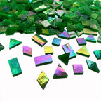 Iridescent Green Mosaic Tiles for Crafts, 280 Pieces Mixed 4 Shapes Stained - Image 3