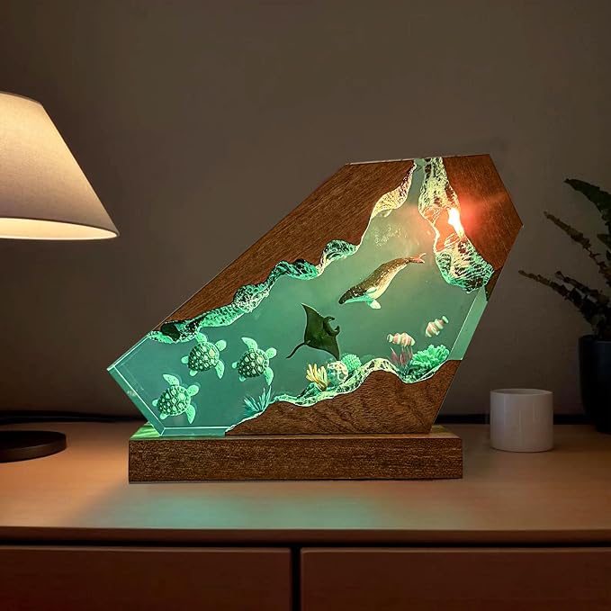 Humpback Whale Ocean Resin Lamp, Handmade Resin Night Light - Image 8