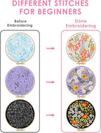 TINDTOP Embroidery Kit for Adult, 3 Pack Embroidery DIY Starter Kit, - Image 3