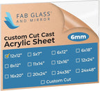 Fab Glass and Mirror Plastic PET Acrylic Plexiglass Sheet 12" x 12" by FabGlassandMirror