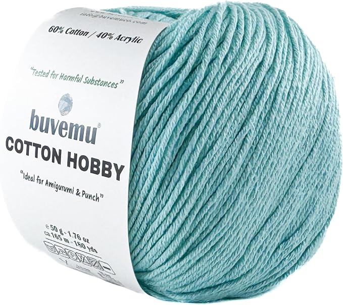 Cotton Hobby Yarn for Amigurumi Crochet & Knitting | 1.76 oz / 180 yds by buvemu