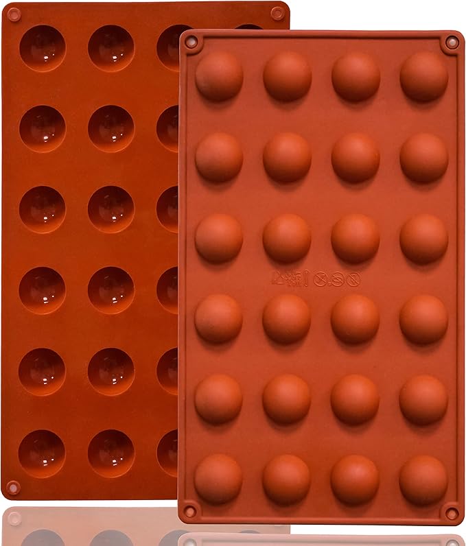 Lerykin Mini 24-Cavity Semi Sphere Silicone Molds Non-Stick, 2 Packs Half by Lerykin