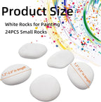 lifetop 24PCS White Painting Rocks, 1.2"-2.0" DIY Rocks Flat & Smooth Kindness - Image 2