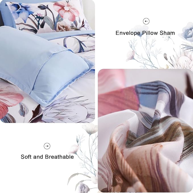 Luxudecor Floral Comforter Set Full Size 7 Piece, Elegant Floral Comforter - Image 5