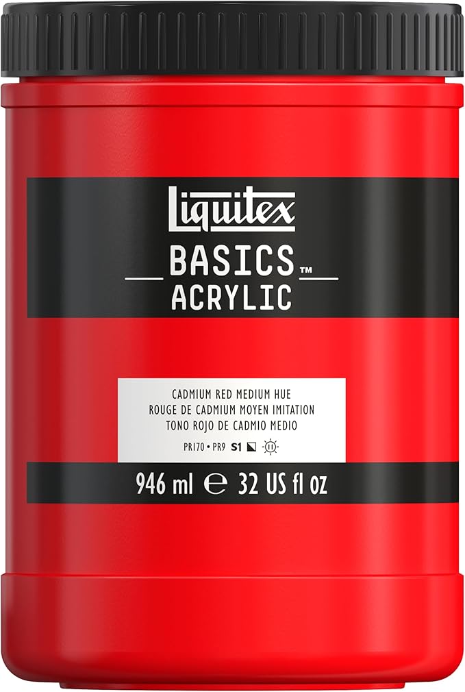 Liquitex BASICS Acrylic Paint, 946ml Jar, Cadmium Red Medium Hue by Liquitex