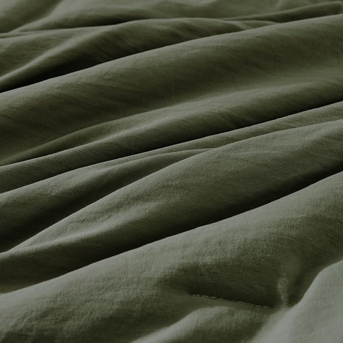 WRENSONGE Super King Comforter Set- 7 Pieces Soft Olive Green Bed in a Bag - Image 5