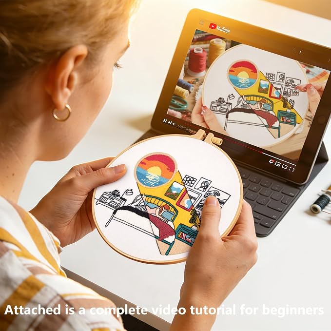 Embroidery Kits for Beginners Adults Sunrise Hand Embroidery Starter Kits - Image 3