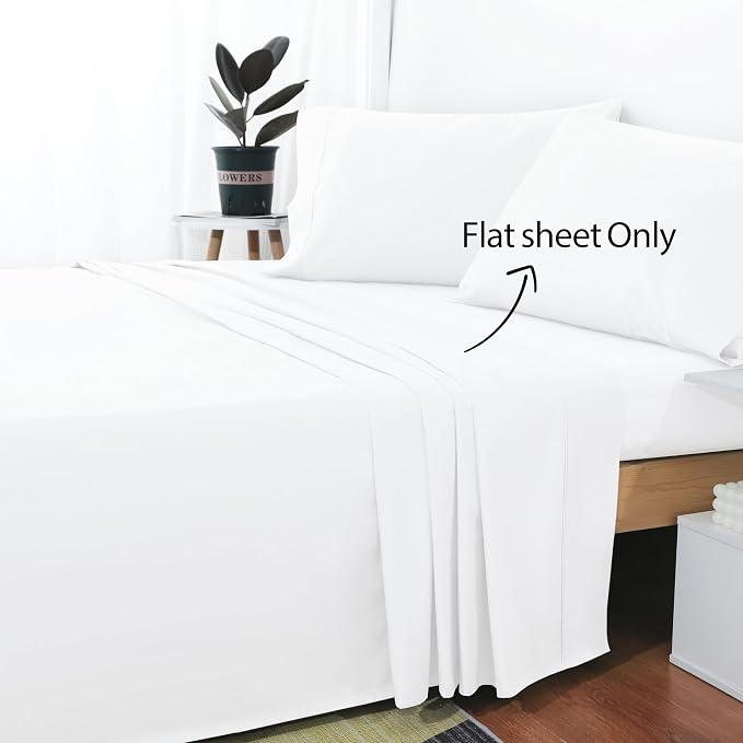 Cotton Full Flat Sheet Only, 600 Thread Count 100% Egyptian Cotton Top Sheet - Image 2