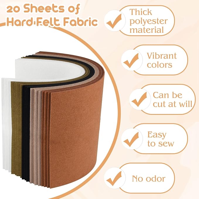 NEBURORA 20 Pcs 2mm Thick Stiff Felt Sheets - Image 3